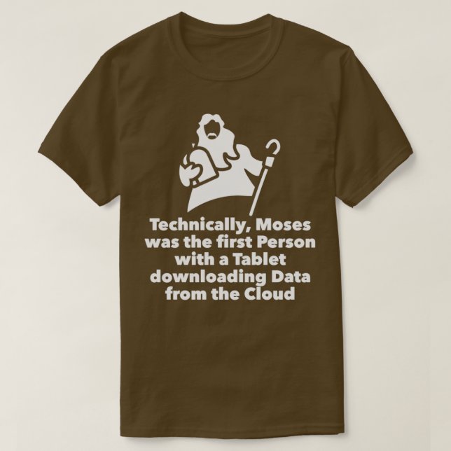 T-shirt Moses Tablet téléchargement de données depuis Clou (Design devant)