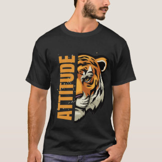 T-shirt mot d'attitude avec le visage de lion