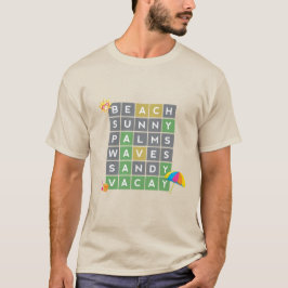 T-shirt Mot de plage Art Vacances été Mot Puzzle