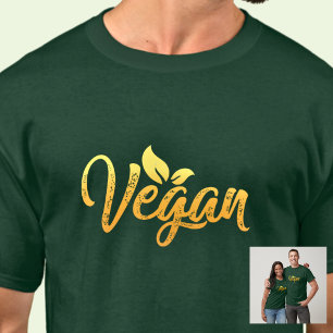 T-shirt Mot végétal Typographie or jaune sur vert