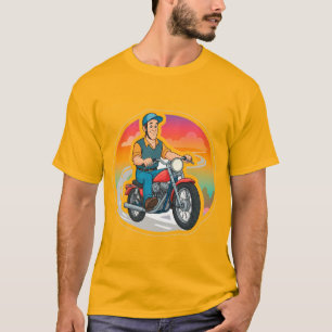 T-shirt Motard de dessin animé conduisant une moto