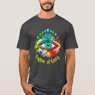 T-shirt Moteur de l'unité brillante Couleurs arc-en-ciel