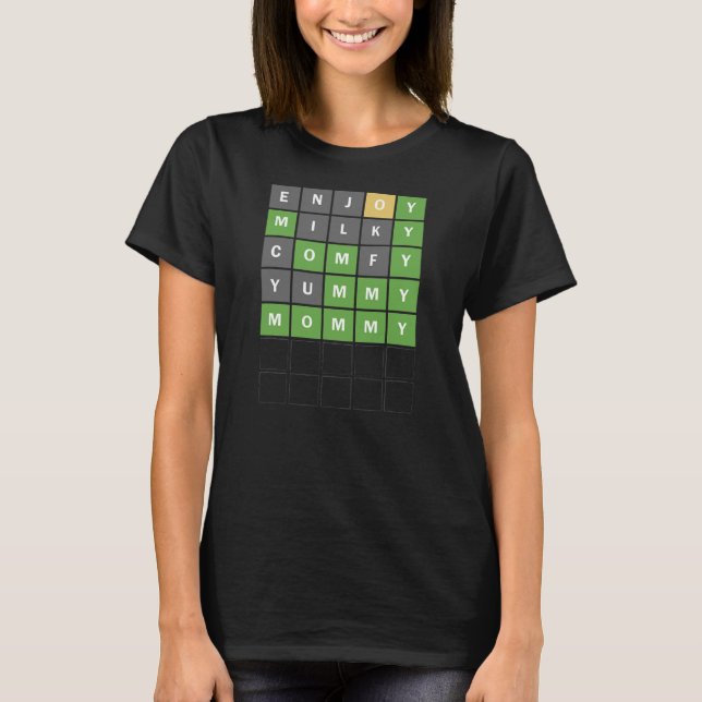 T-shirt Mother's Day Funny New Mom Word Guessing Game (Devant)