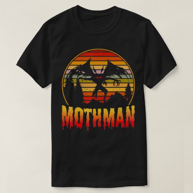 T-shirt Mothman Cryptid Vintage Sunset  (Design devant)