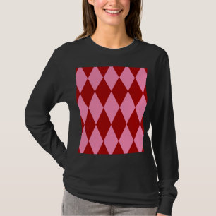 T-shirt Motif à carreaux Harlequin rose rouge