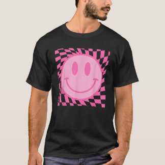 T-shirt Motif à carreaux souriants visage sourire heureux 