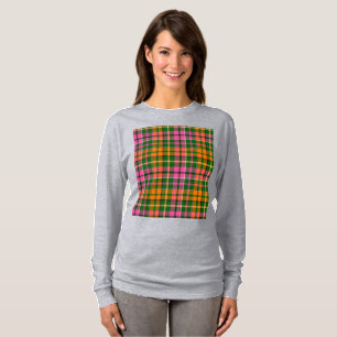 T-shirt Motif à carreaux tartan vert rose orange
