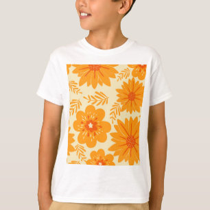 T-shirt Motif à fleurs orange Vintage rétro du milieu du s