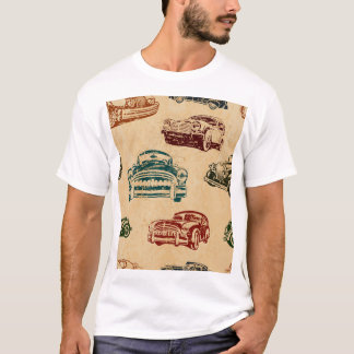 T-shirt Motif Arrière - plan d'illustration de voiture Vin