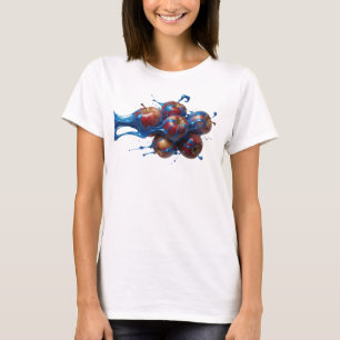 T-shirt Motif Artistique Abstrait Bleu Expressif de Pomme