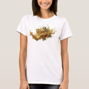 T-shirt Motif artistique abstrait orange fraises Élégant