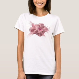 T-shirt Motif artistique de cubes abstraits roses élégants