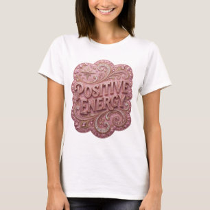 T-shirt Motif Artistique ÉNERGIE POSITIVE Or Clair