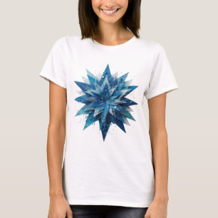 T-shirt Motif Artistique Étoile Bleue Argent Classique