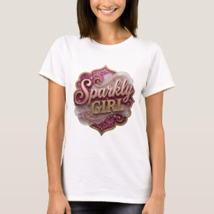 T-shirt Motif artistique fille scintillante or élégant