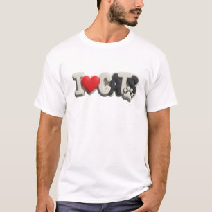 T-shirt Motif artistique I LOVE CATS blanc élégant et styl