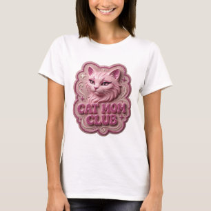 T-shirt Motif Artistique Rose CLUB DE MÈRE DE CHAT Accroch