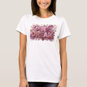 T-shirt Motif Artistique Rose PINK DREAM Élégant