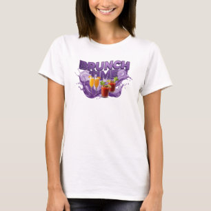 T-shirt Motif Artistique THÈME BRUNCH Violet Élégant