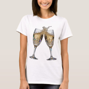 T-shirt Motif artistique TOAST AU CHAMPAGNE Argent GRAS