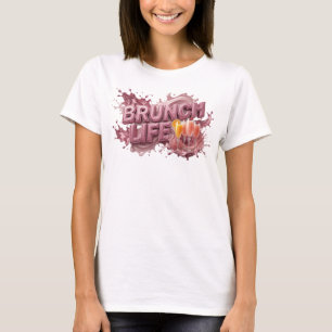 T-shirt Motif Artistique Vie de BRUNCH Rouge Élégant