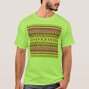 T-shirt Motif aztèque tribal rose jaune au néon à la mo