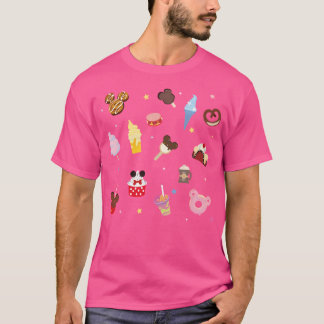 T-shirt Motif Bleu Magique Avec Nourriture Et Boissons De