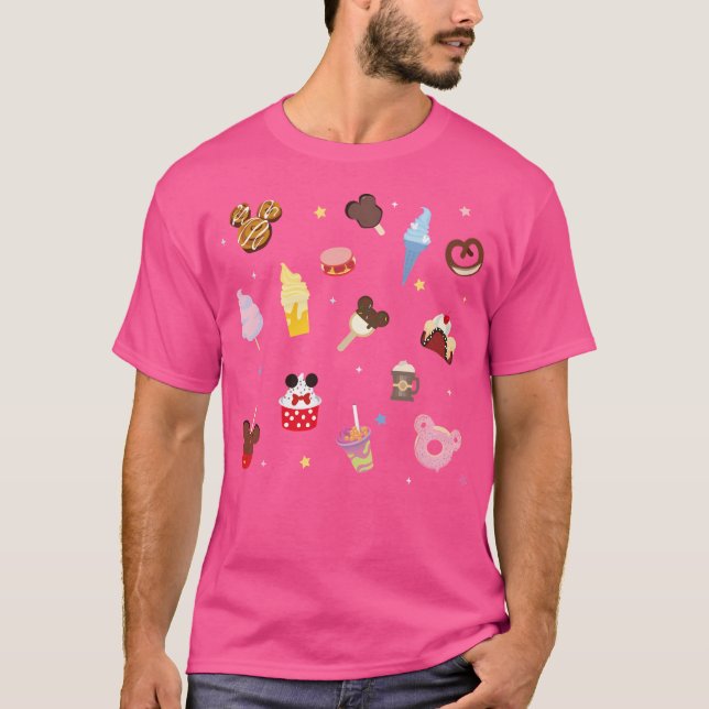 T-shirt Motif Bleu Magique Avec Nourriture Et Boissons De (Devant)