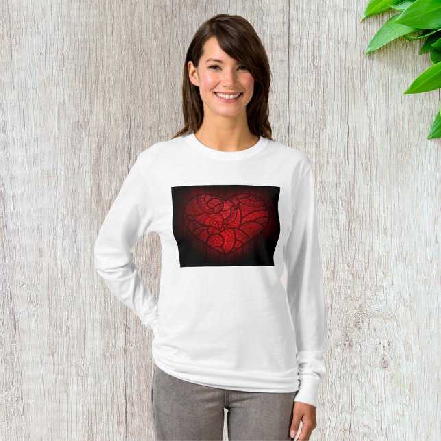 T-shirt Motif boho romantique du coeur de Mandala rouge co (Créateur téléchargé)