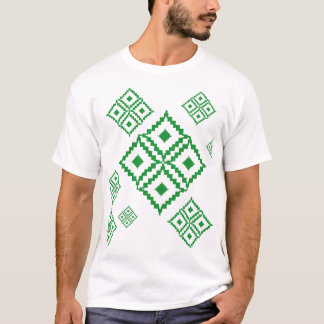 T-shirt Motif carré vert avec des lignes ondulées vers le
