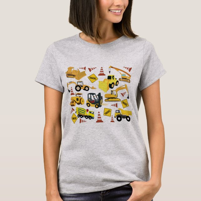 T-shirt Motif de camions de construction (Devant)