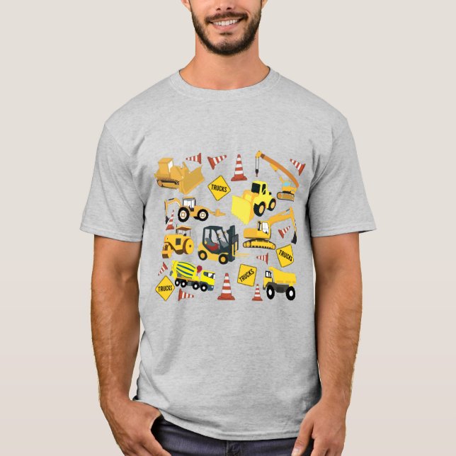 T-shirt Motif de camions de construction (Devant)
