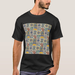 T-shirt Motif de carreaux méditerranéens à échelle moyenne