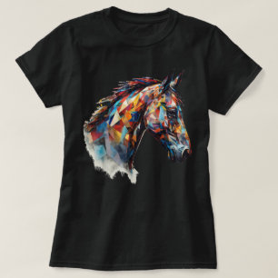 T-shirt Motif de cheval coloré polygone animal à cheval