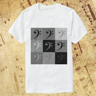 T-shirt Motif de clé de fa en noir et gris