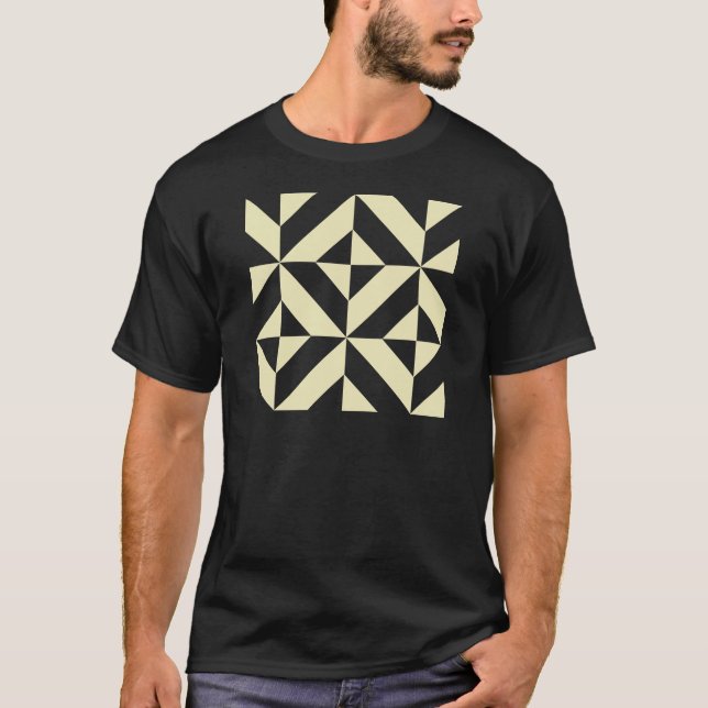 T-shirt Motif de cube géométrique or pâle (Devant)