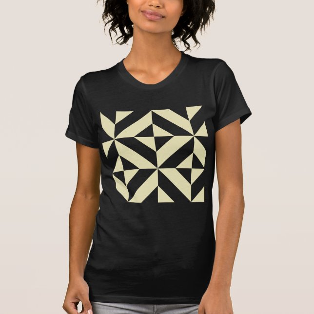 T-shirt Motif de cube géométrique or pâle (Devant)