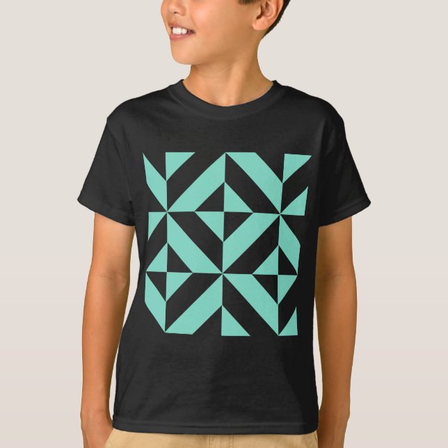 T-shirt Motif de cube géométrique vert Seafoam (Devant)