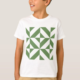 T-shirt Motif de cube vert laiton foncé