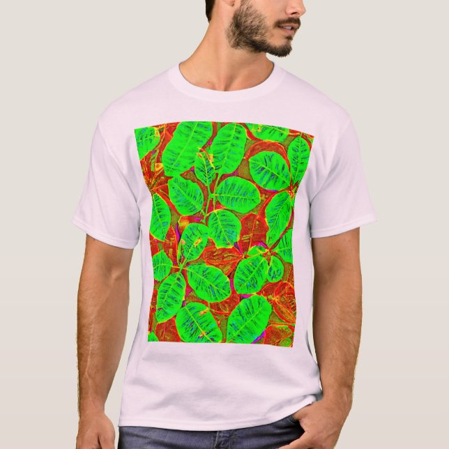 T-shirt Motif de feuille verte luxuriante (Devant)