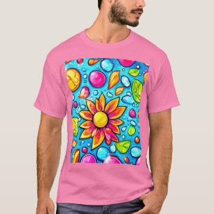 T-shirt Motif de fleurs abstrait coloré
