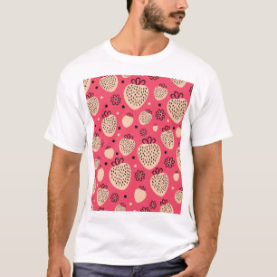 T-shirt Motif de fraise rose : design doux et homogène