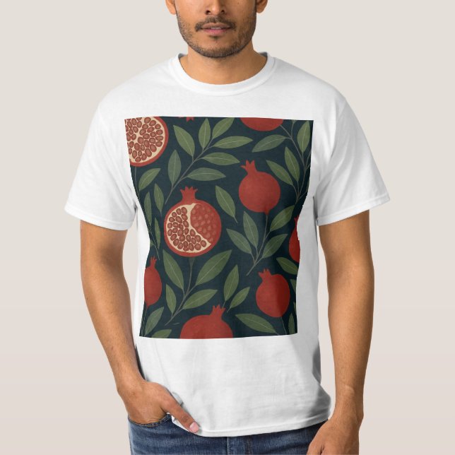 T-shirt Motif de grenade et de feuillage (Devant)