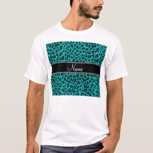 T-shirt motif de léopard turquoise
