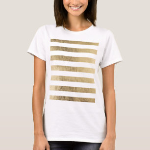T-shirt Motif de luxe de rayure de feuille d'or chic