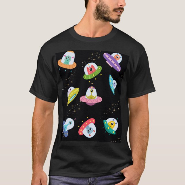 T-shirt Motif de navires UFO (Devant)