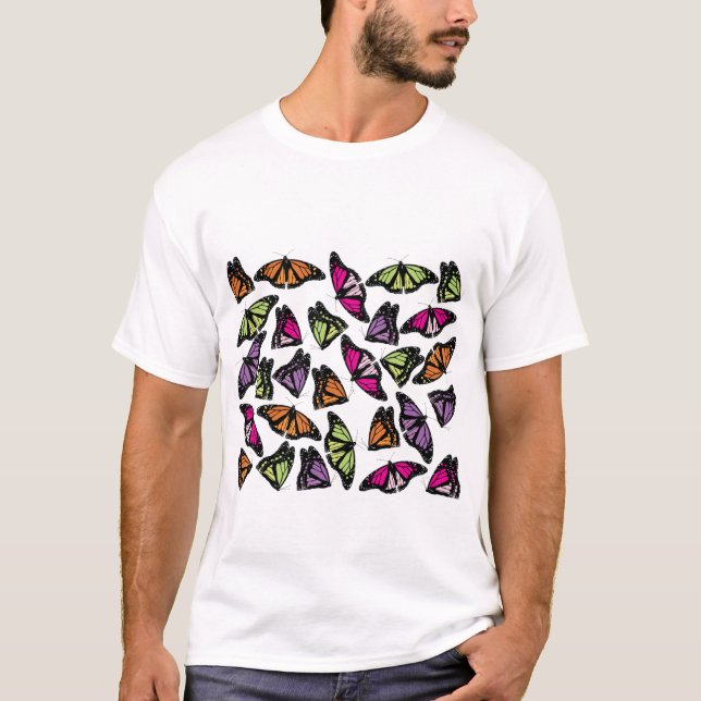 T-shirt Motif de papillons colorés (Devant)