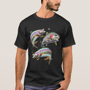 T-shirt Motif de pêche à la mouche pour truite arc-en-ciel