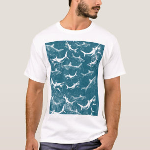 T-shirt Motif de requins bleus en détresse
