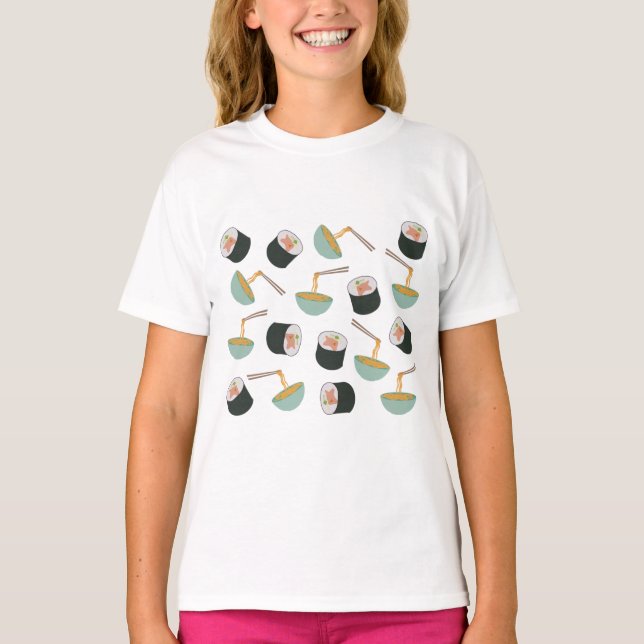 T-shirt Motif de sushis et nouilles (Devant)